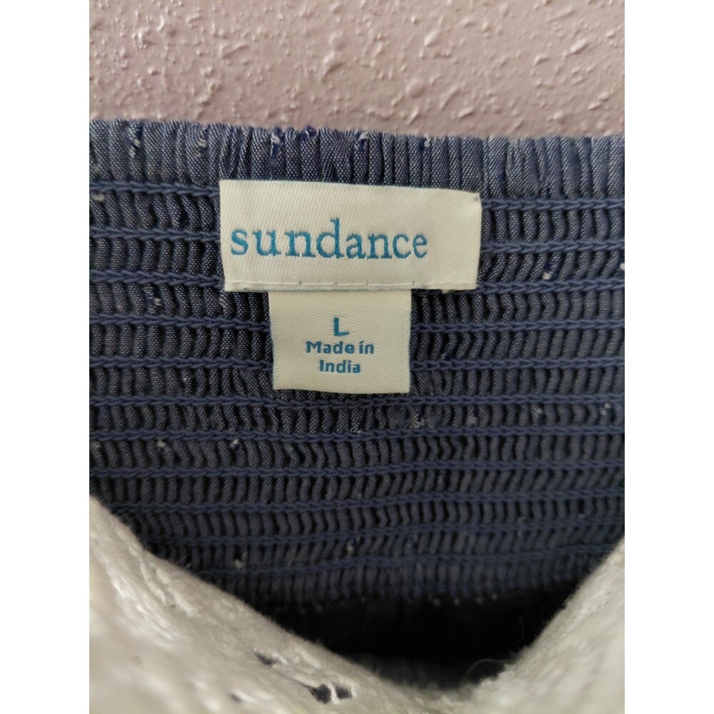 Sundance Chambray Lace Trim Adjustable Straps Tank Top Size Large - Picture 8 of 11